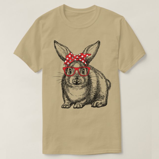 T-shirt Joli lapin Lapin Rouge Dot Headband Lunettes de so (Design devant)