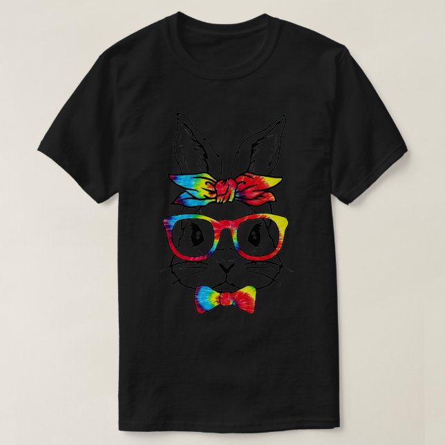 T-shirt Joli lapin lapin Visage Tie Tee Lunettes Fille Heu (Design devant)