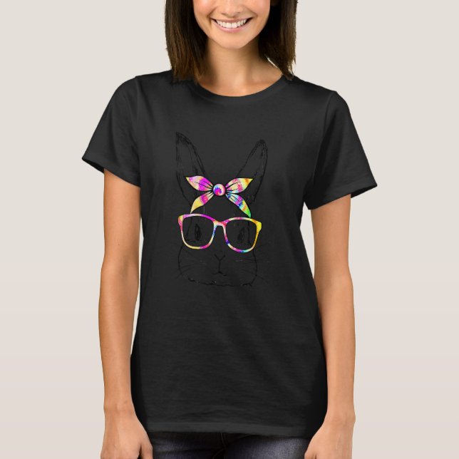 T-shirt Joli lapin lapin Visage Tie Tee Lunettes Fille Heu (Devant)