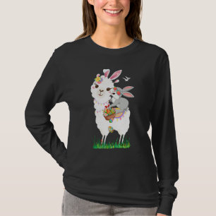 T-shirt Joli Lapin Riding Llama tenant Panier d'oeufs Happ