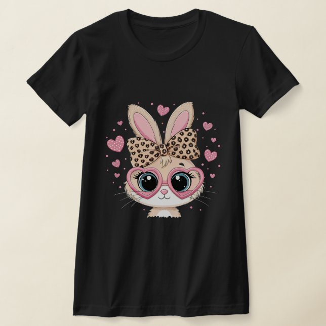T-shirt Joli lapin visage avec lunettes Tete de Pâques tei (Poser)