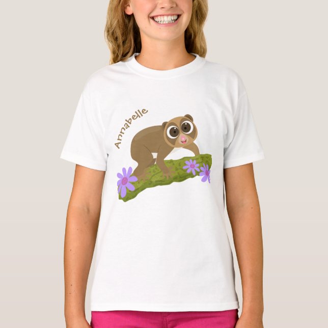 T-shirt Joli lenteur loris sur dessin de branche (Devant)