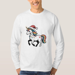 T-shirt Joli licorne cerf renne lumières de Noël drôle
