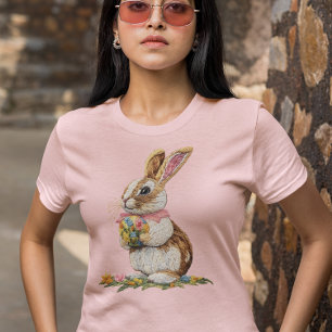 T-shirt Joli look brodé Bunny de Pâques