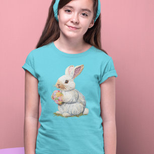 T-shirt Joli look brodé Bunny de Pâques