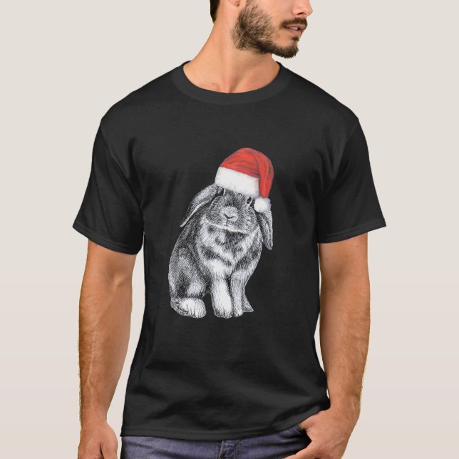T-shirt Joli Lop Grotte Gagné Lapin À Noël Chapeau De Père (Devant)