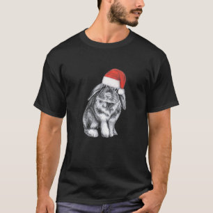 T-shirt Joli Lop Grotte Gagné Lapin À Noël Chapeau De Père