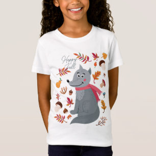 T-Shirt Joli loup d'automne avec texte personnalisé