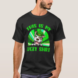 T-shirt Joli Lucky Pitbull Shamrock irlandais Funny St Pat