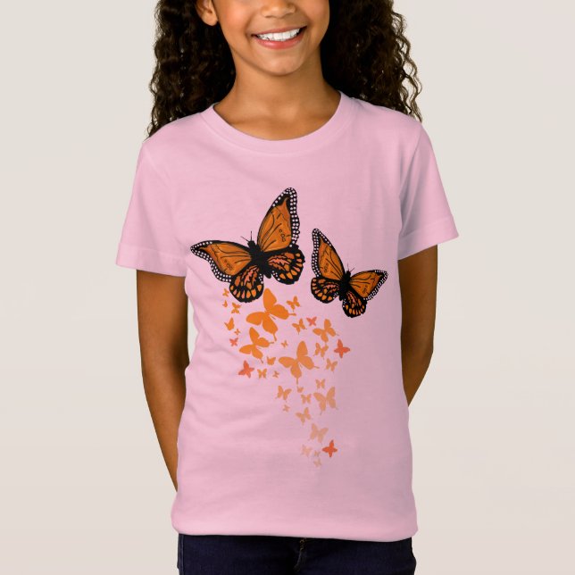 T-Shirt Joli monarque papillon de vol graphique (Devant)