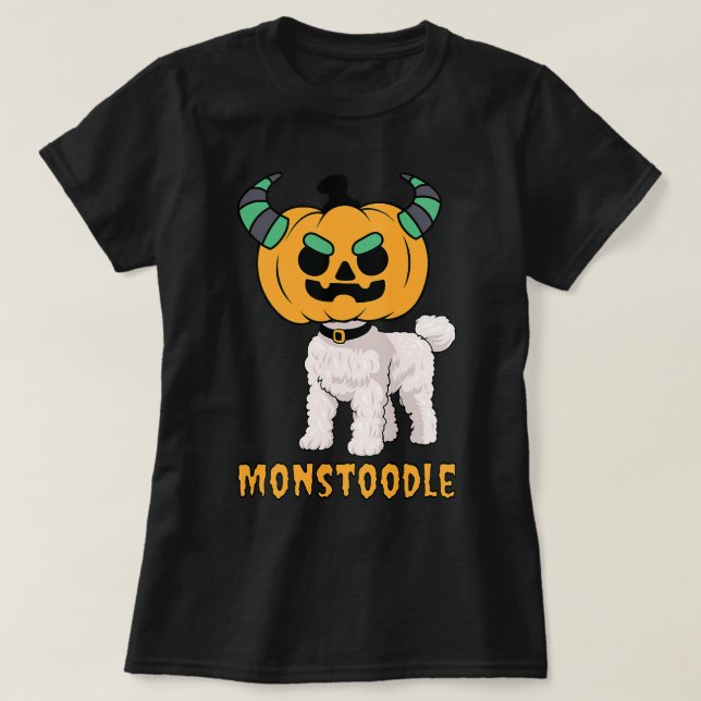 T-shirt Joli Monstre Poodle Doodle Citrouille Head Monstre (Design devant)