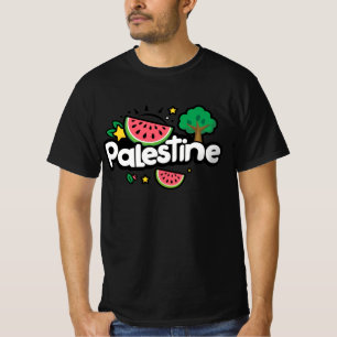 T-shirt Joli mot Palestine entouré d'un arbre de pastèques