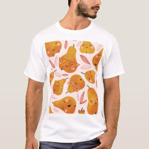 T-shirt Joli motif d'été aux poires orange.