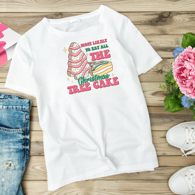 T-shirt Joli Noël Arbre Gâteau Rose Vacances Modernes (Créateur téléchargé)