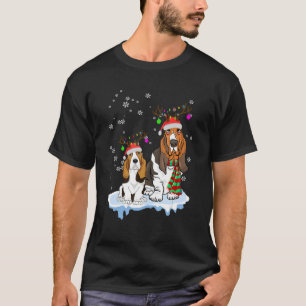 T-shirt Joli Noël Basset Hound Chapeau Père Noël Reindeer
