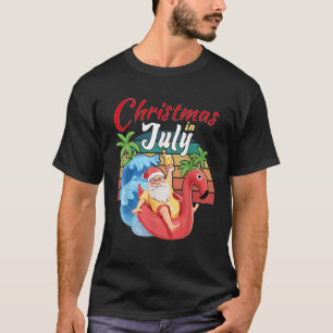 T-shirt Joli Noël d'été en juillet Père Noël en plage Prof