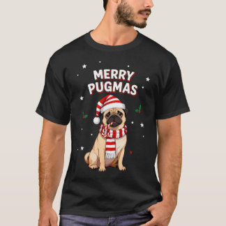 T-shirt Joli Noël Pug Chiot Joyeux Pugmas Drôle Xmas