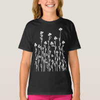 Joli noir blanc doodé fleurs sauvages floraux