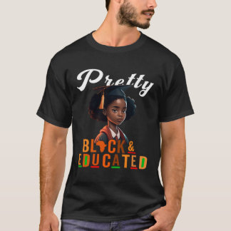 T-shirt Joli Noir et instruit Enfants Jeune Fille Noir Af