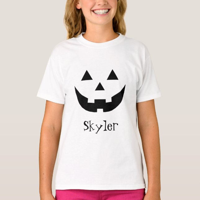 T-shirt Joli noir Jack-o'-lantern nom personnalisé Hallowe (Devant)