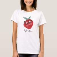 Joli nom de dessin animé fraise dessiné à la main 