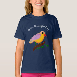 T-shirt Joli Oiseau Coloré sur Branche Chant d'Oiseau De