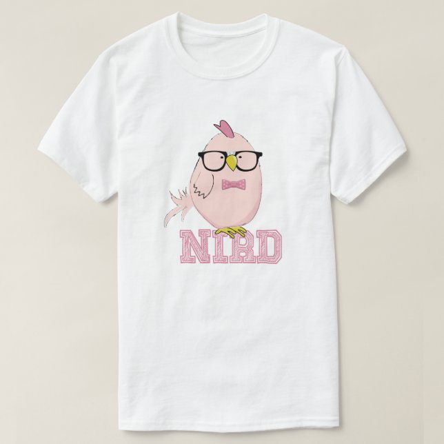 T-shirt Joli Oiseau Nerd Rose (Design devant)