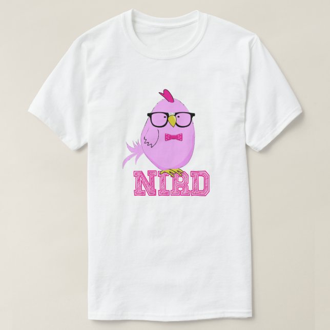 T-shirt Joli Oiseau Nerd Violet (Design devant)