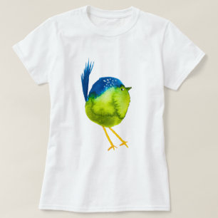 T-shirt Joli oiseau vert aquarelle