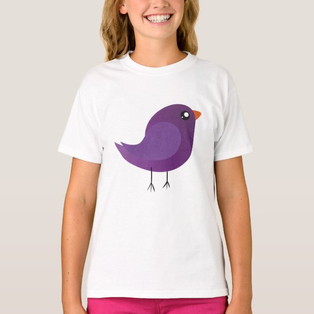 T-shirt joli oiseau violet (Devant)