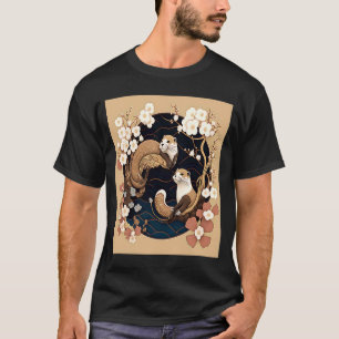 T-shirt Joli Otter de style japonais Yin Yang Otter Cerry 