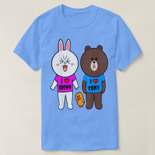 T-shirt Joli ours brun cony lapin lapin canard nous aimons (Design devant)