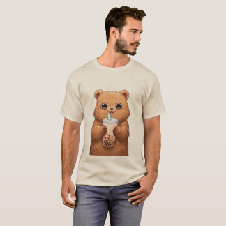 T-shirt Joli Ours Buvant du Thé aux Perles | Thé aux Bulle