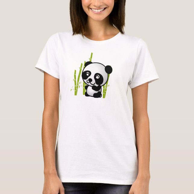 T-shirt Joli ours de panda noir et blanc dans une bosquet  (Devant)