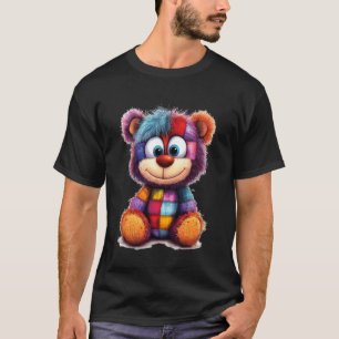 T-shirt Joli ours en peluche vintage en patchwork couleur