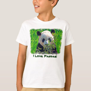 T-shirt Joli ours panda avec des feuilles de bambou savour