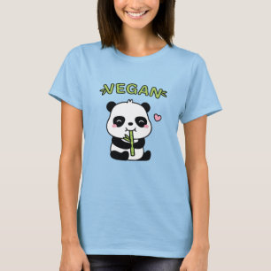 T-shirt Joli Ours Panda Mangeant du Bambou Végétalien