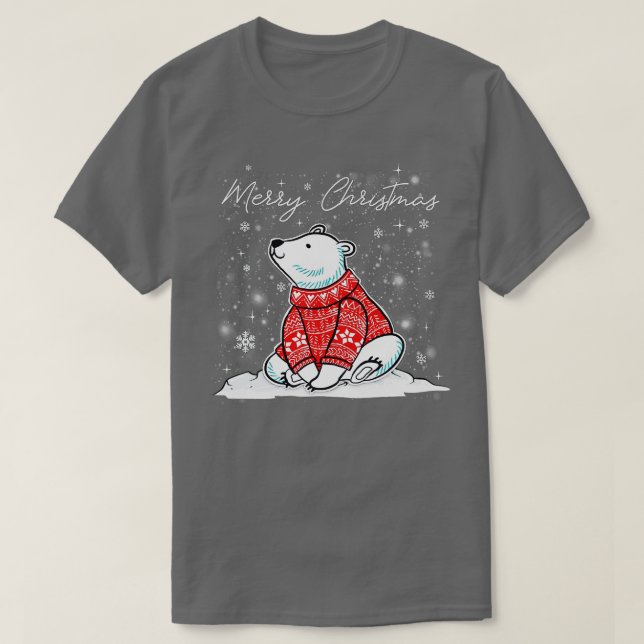 T-shirt Joli Ours Polaire Joyeux Noël Noël Noël Noël Noël  (Design devant)