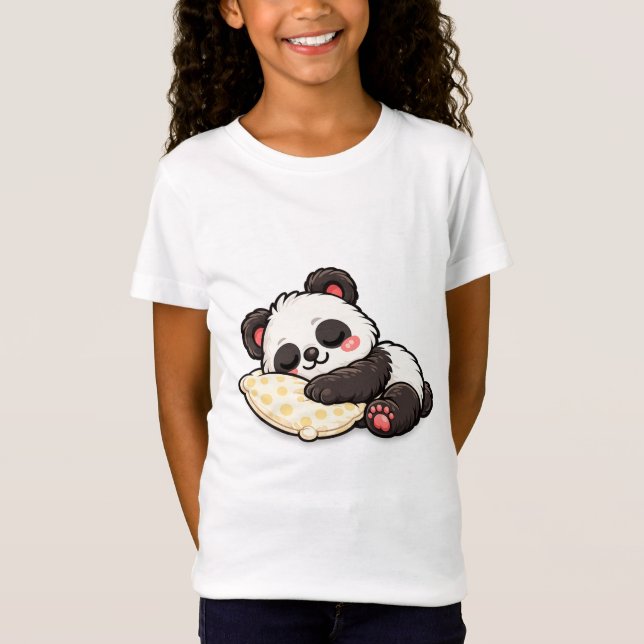 T-Shirt Joli panda endormi avec oreiller (Devant)