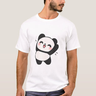 T-shirt Joli Panda Heureux Faisant un Signe de la Main