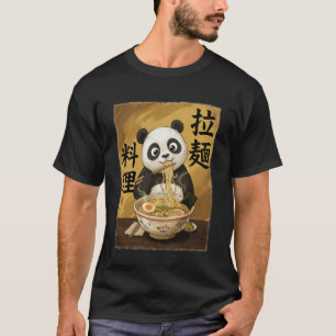 T-shirt Joli Panda Mangeant des Nouilles Ramen Drôle Japon