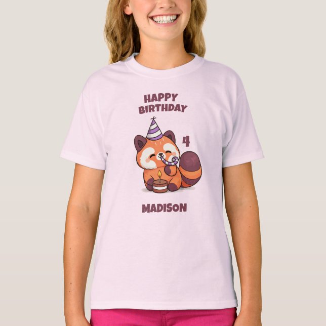 T-shirt Joli Panda Rouge - Joyeux Anniversaire (Devant)