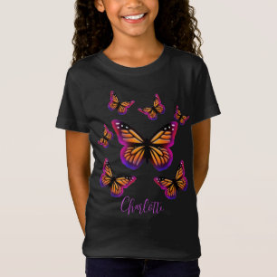 T-Shirt Joli papillon orange violet