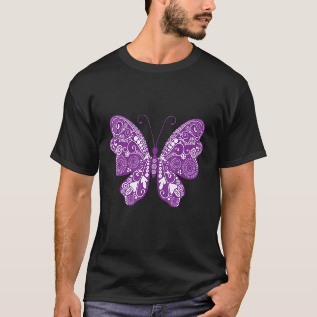 T-shirt Joli Papillon pourpre psychédélique (Devant)