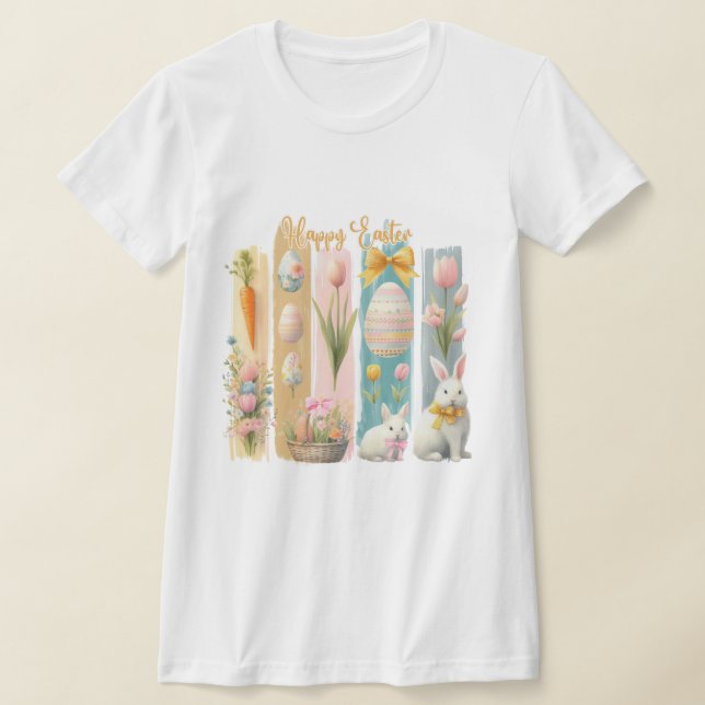 T-shirt Joli Pâques rose or bleu Vertical (Poser)