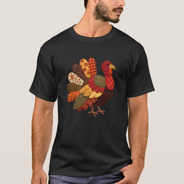 T-shirt Joli Patchwork de Dindon Glousse Merci Automne Rem (Devant)