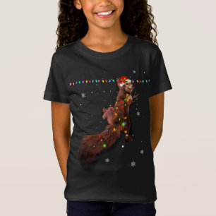 T-Shirt Joli Père Noël Écureuil lumières de Noël Funky Sq
