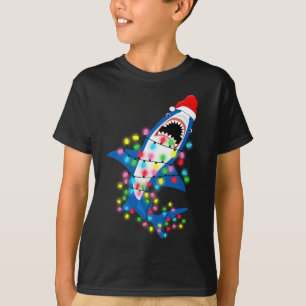 T-shirt Joli Père Noël Shark lumières de Noël Garçon