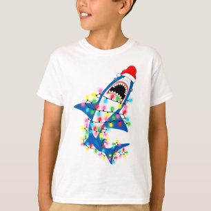 T-shirt Joli Père Noël Shark lumières de Noël Garçon