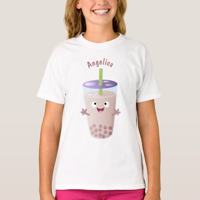 T-shirt Joli personnage de dessin animé boba thé bulle (Devant)